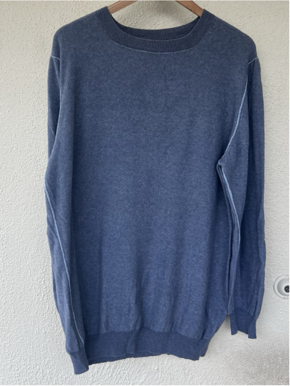 Maison Margiela Line 10 Blue Cotton Crewneck Pullover Sweater Men's XL Italy